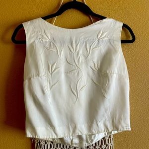 SOLD Vintage white silk button back crop top